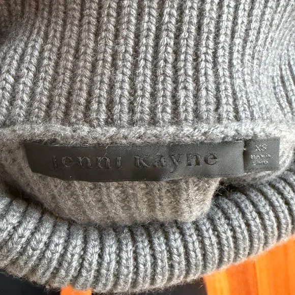 Jenni Kayne Ribbed Turtleneck Gray Sweater